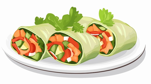 Vector vegetarian fresh spring rolls clipart isolated on white background