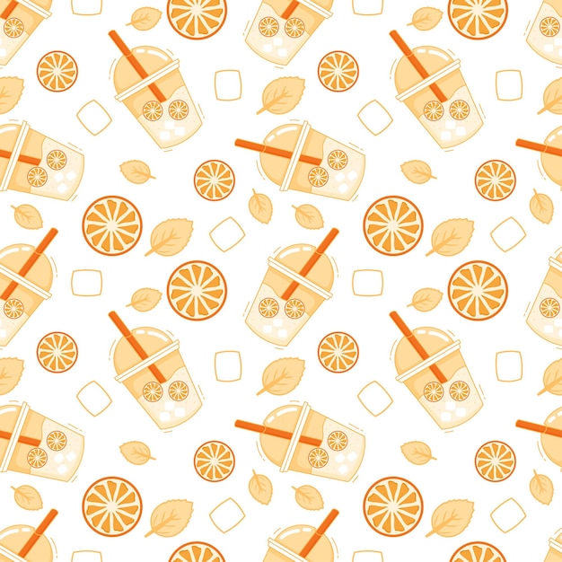 Vegetarian, Fruit and Vegetables Seamless Pattern Design Flat Cartoon Background Illustration