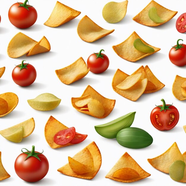 Vector veggie chip vector set white background isolated a high