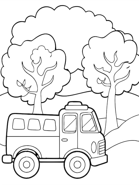 Vector vehicle fire truck colouring pages for children with vector design and background