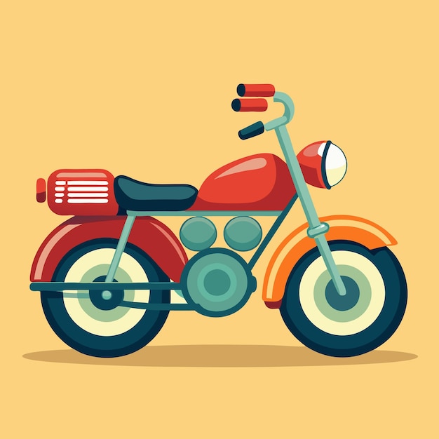 Vector vehicle object of retro motorbike cartoon icon illustration isolated flat vector