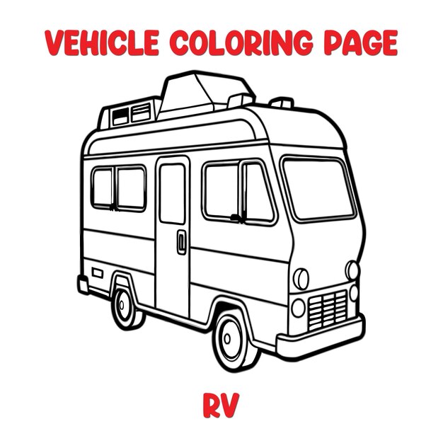 Vector vehicle rv coloring page for kids