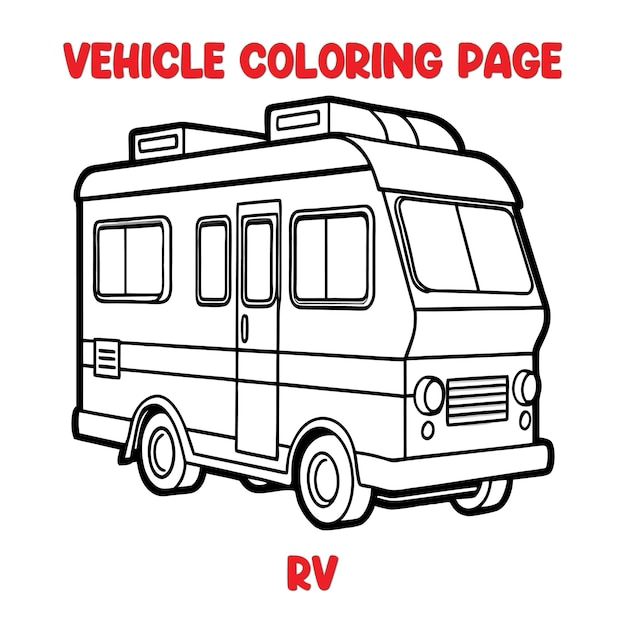 Vector vehicle rv coloring page for kids