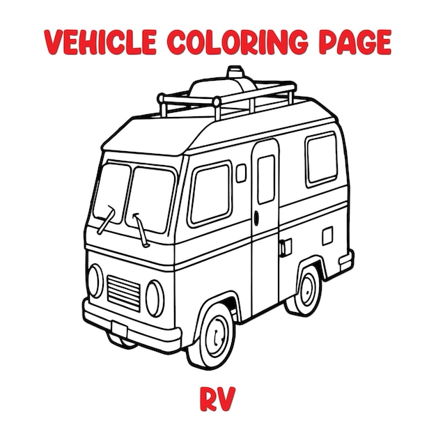 Vector vehicle rv coloring page for kids