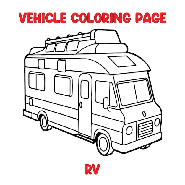 Vector vehicle rv coloring page for kids