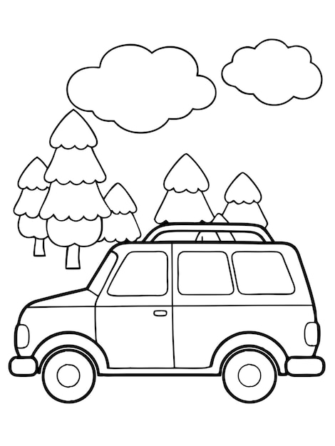 Vehicle Station colouring book pages with vector design for children