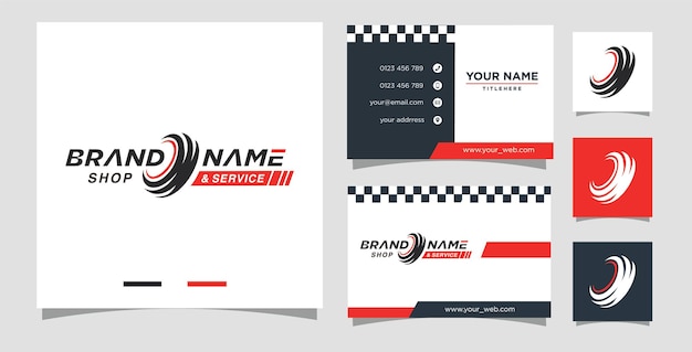 Vehicle Tire Logo design with business card