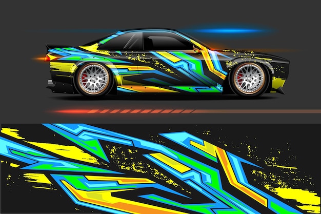 Vehicle vinyl wrap design with Racing stripe streak abstract background