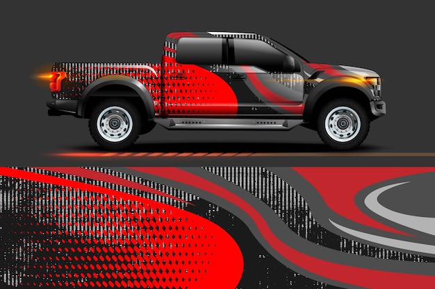 Vehicle vinyl wrap design with Racing stripe streak abstract background