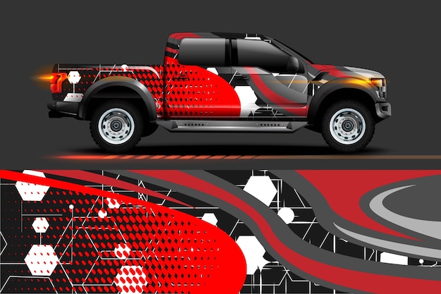 Vehicle vinyl wrap design with Racing stripe streak abstract background