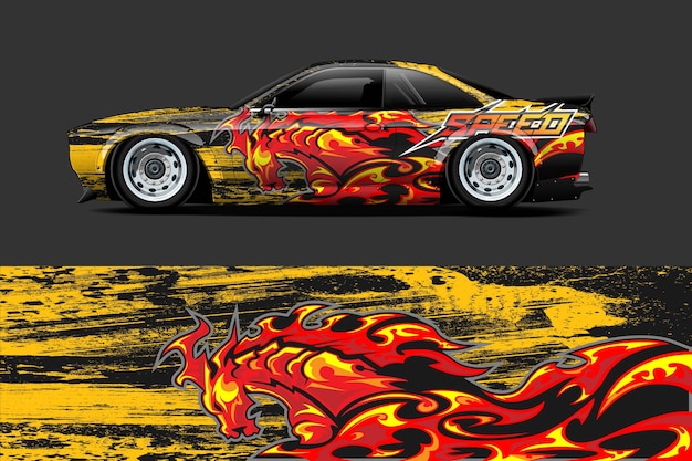 Vehicle wrap and vinyl sticker design with racing abstract background