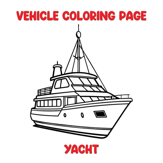 Vector vehicle yacht coloring page for kids