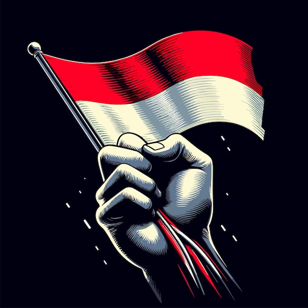 Vektor indonesia flag abstrak hand drawn ilustration