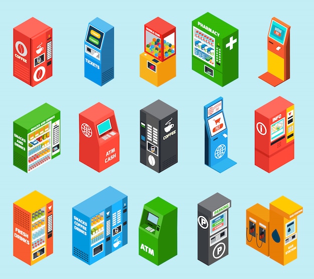 Vending Dispensing Machines Isometric Collection