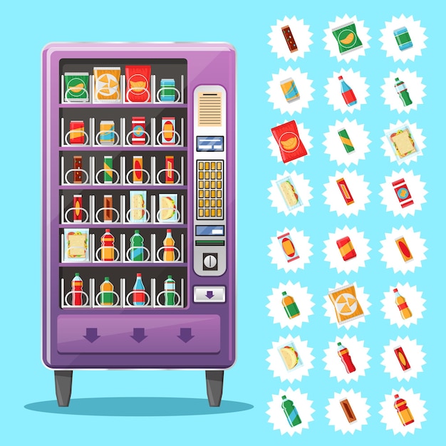 Vending machine with snacks and drinks