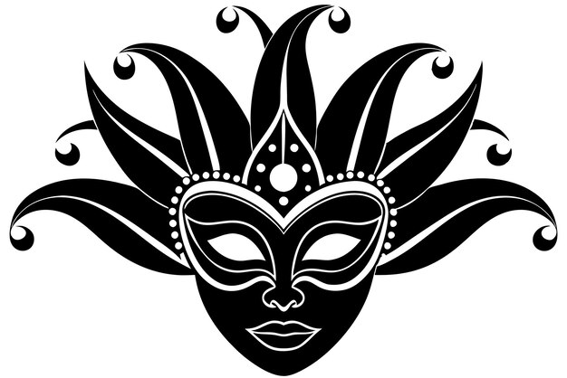 Vector venetian carnival mask illustration vector art black silhouette