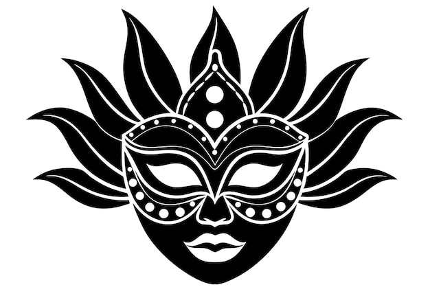 venetian carnival mask illustration vector art black silhouette