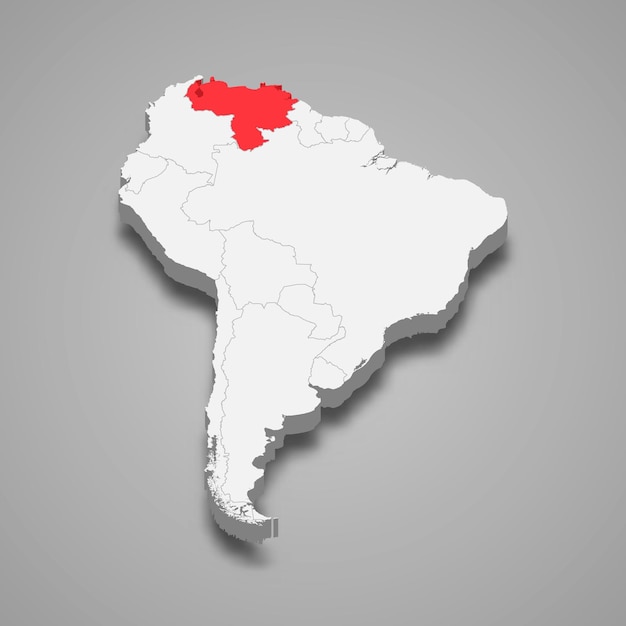 Venezuela country location within South America 3d map