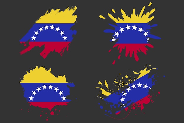 Venezuela flag brush splash vector set country logo asset paint grunge illustration concept