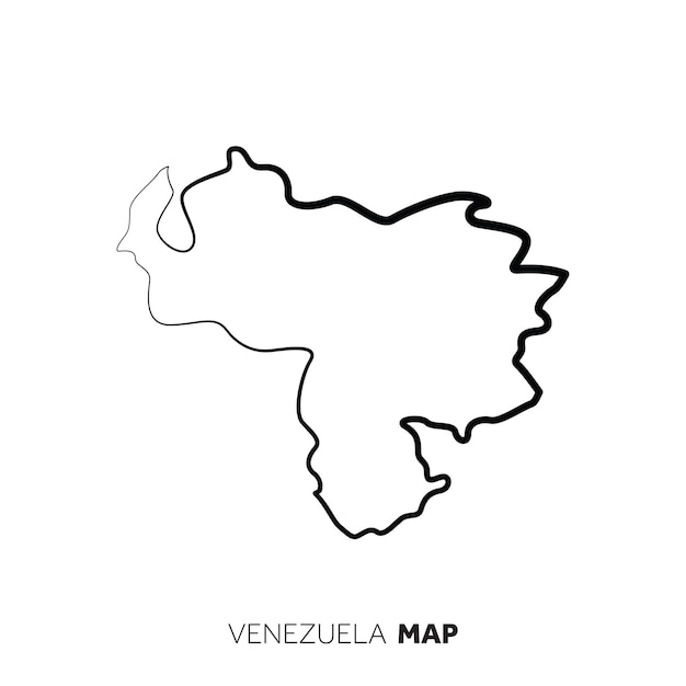 Venezuela vector country map outline Black line on white background