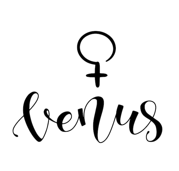 Venus astrological symbol and hand drawn lettering