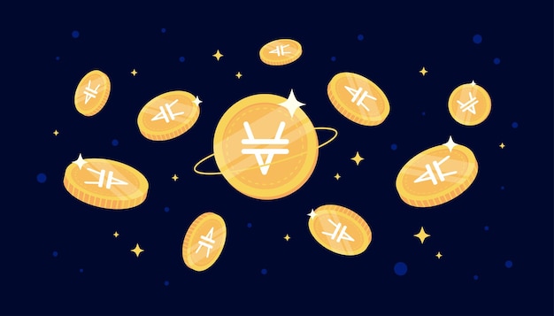 Venus XVS coins falling from the sky XVS cryptocurrency concept banner background