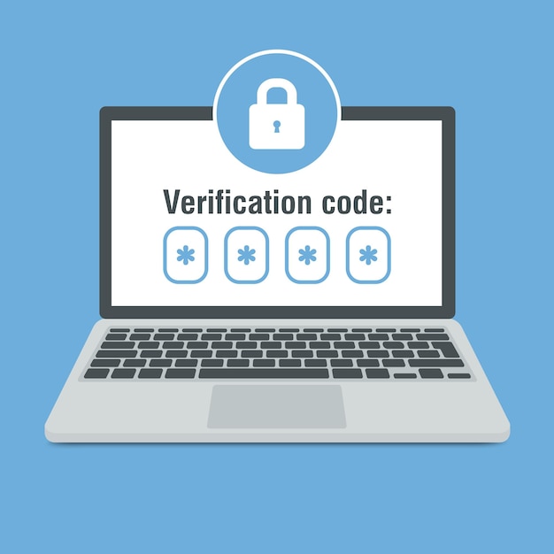 Vector verification code message on laptop notice with code for secure login or sign in password secure login access notice vector vector illustration