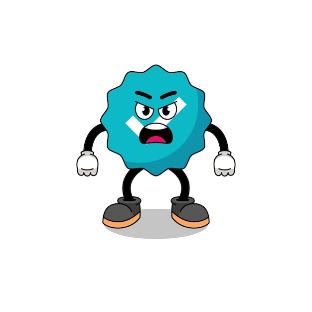 Verified sign cartoon illustration with angry expression character design