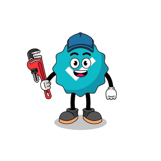 Verified sign illustration cartoon as a plumber character design