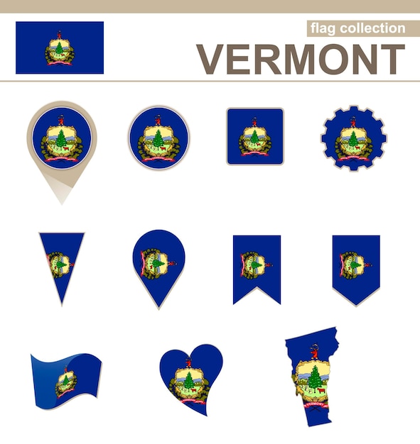 Vermont Flag Collection, USA State, 12 versions