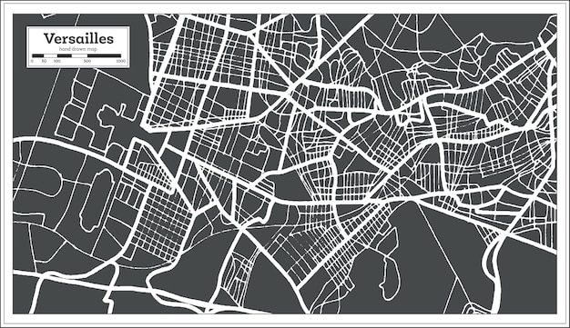 Versailles France City Map in Retro Style