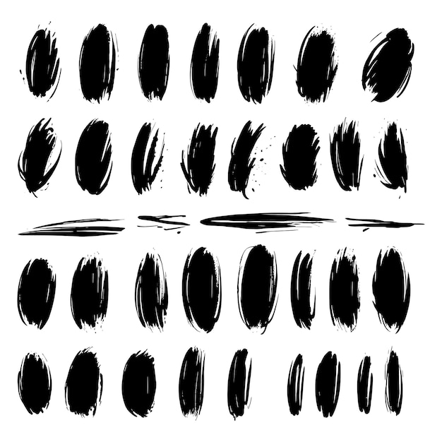 Vector versatile black brush stroke collection with varying shapes