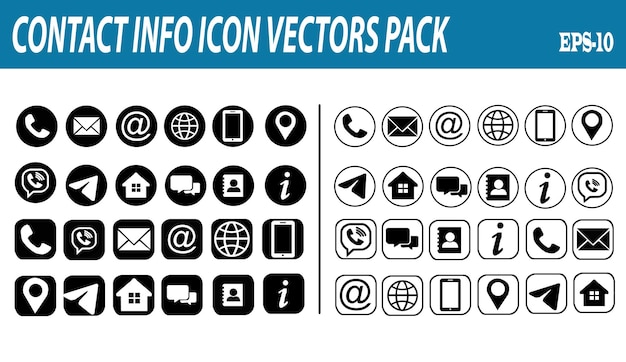 A versatile set of contact info icon vectors including phone email address and website