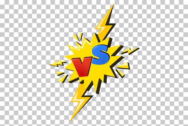 Versus comic design with lightning Yellow flash with halftone vs symbol Vector illustration