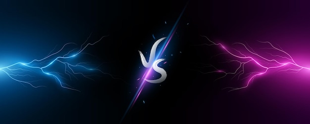 Versus cover with thunderstorm effect VS screen for sport games match tournament martial arts Sport banner Abstract blue and purple lightning with flashes of light Vector illustration