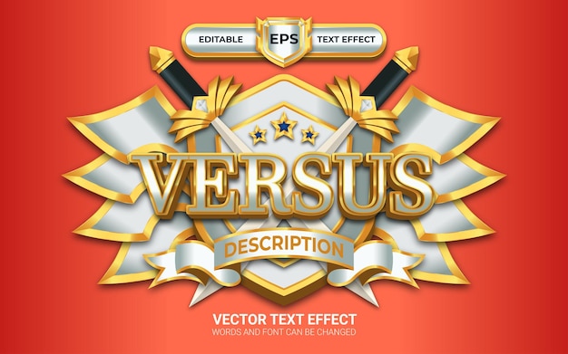 Versus Logo or Badge with Editable Ttext Effect and Golden Style