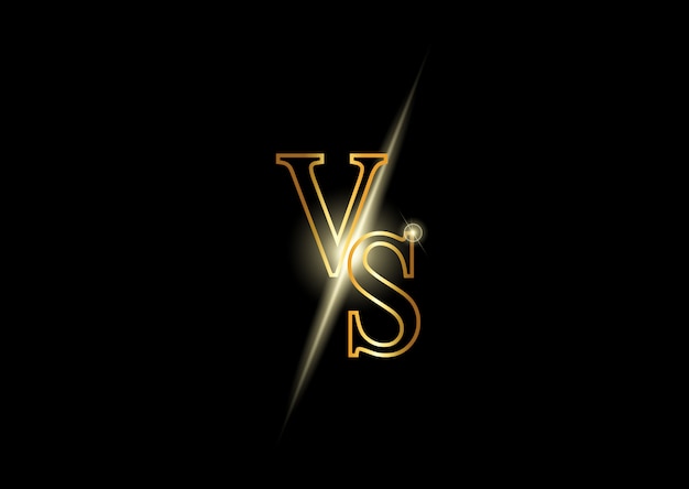 Versus luxeury gold Letters. Shining Competition Symbol.