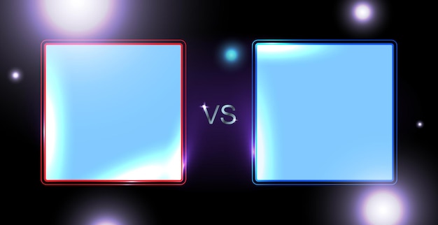 Vector versus screen concept. neon futuristic announcement of a two players vector  illustration