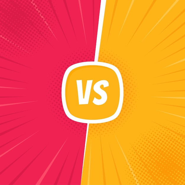 Versus screen Vs battle Confrontation fight competition Retro fight comic design background in red and yellow colors Vector illustration