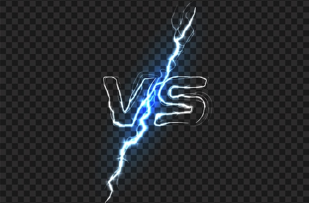 Versus vs logo battle headline template sparkling lightning design isolated vector illustration on