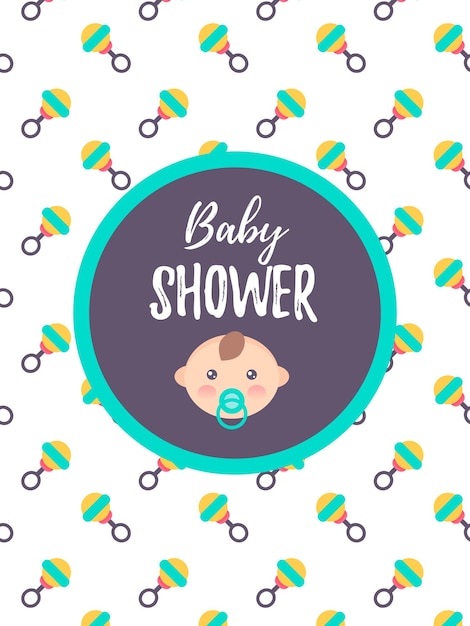 Vertical baby shower card with a cute baby boy It's a boy