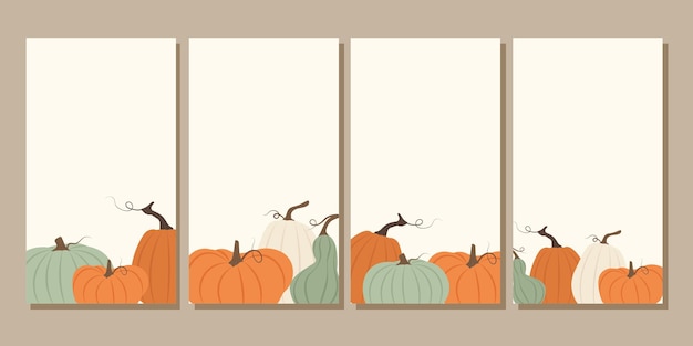 Vertical backgrounds featuring pumpkins at the bottom with copy space Perfect for harvest festival