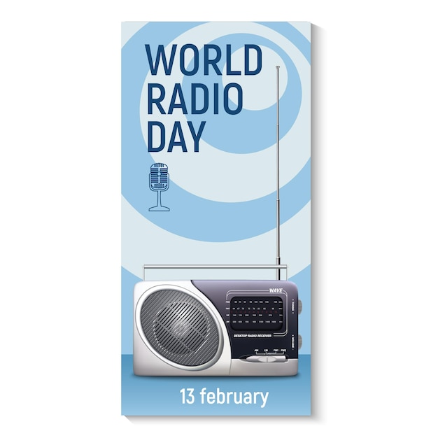 Vertical banner for World Radio Day February 13th