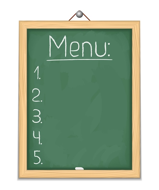 Vertical blackboard with menu