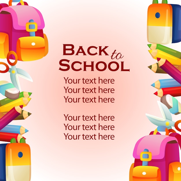 Vertical border template back to school with stationary