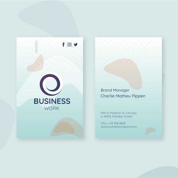 Vertical business card template with logo