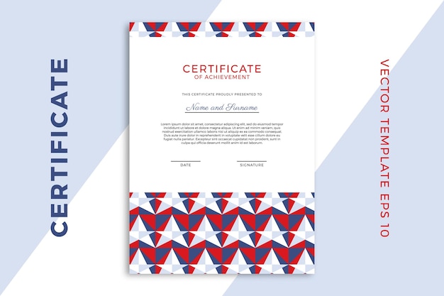 Vertical business diploma mockup for graduation or course completion Patriotic design