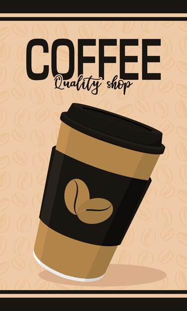 Vertical coffee quality shop poster Vector illustration