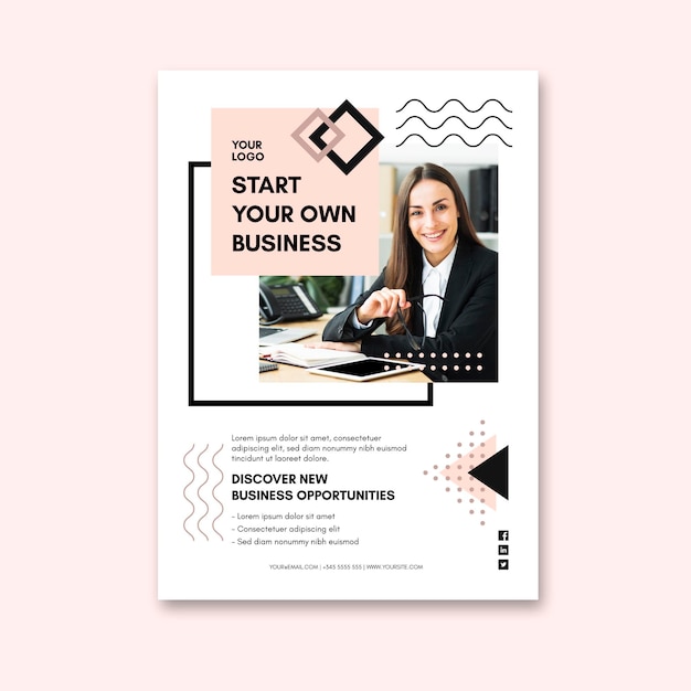 Vector vertical flyer template for businesswoman