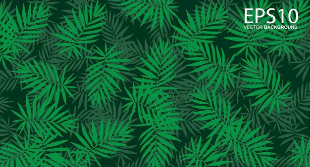 Vector vertical garden with tropical green leaf pattern background